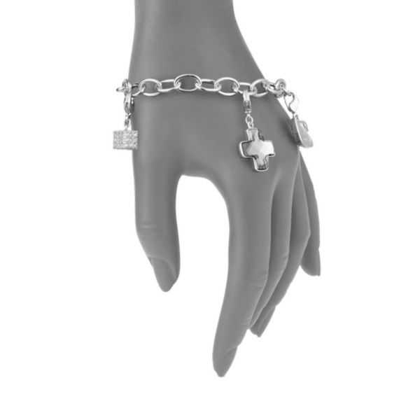 Swarovski Dorinda Silver Charm Bracelet with Cross - Picture 2 of 6